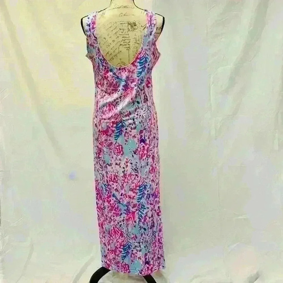 NWT Multicolor Abstract Sleeveless Floral Print Maxi Dress Large - Picture 5 of 13